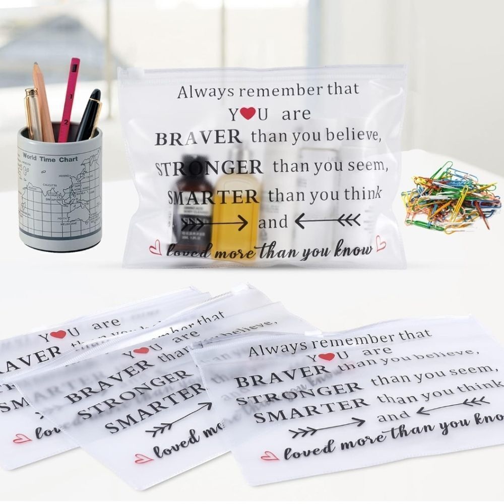 Positive affirmation cosmetic plastic zip bag